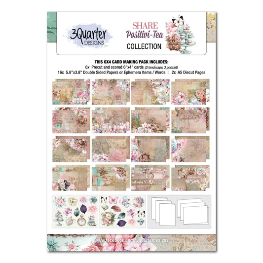 3Quarter Designs Collection- 6x4 Card making Kit - Share Positivi-Tea