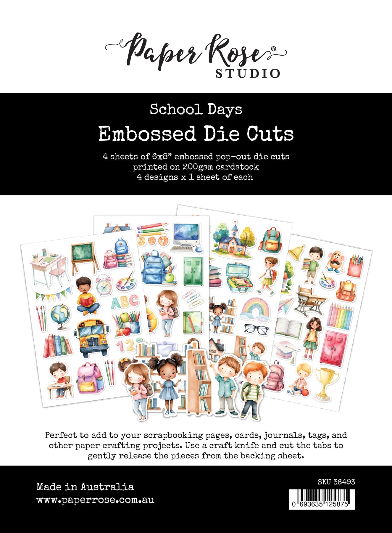 Paper Rose Studio 6x8 Embossed Die Cuts- School Days