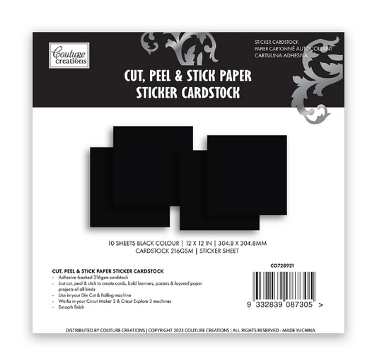 Couture Creations 12x12 Cut, Peel & Stick Paper Sticker Cardstock.
