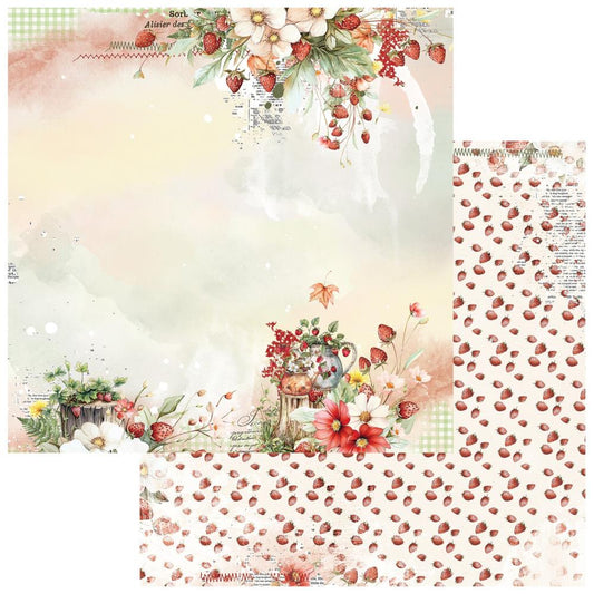49 and Market 12x12 Double Sided Paper- Nature's Haven- Strawberry Tea