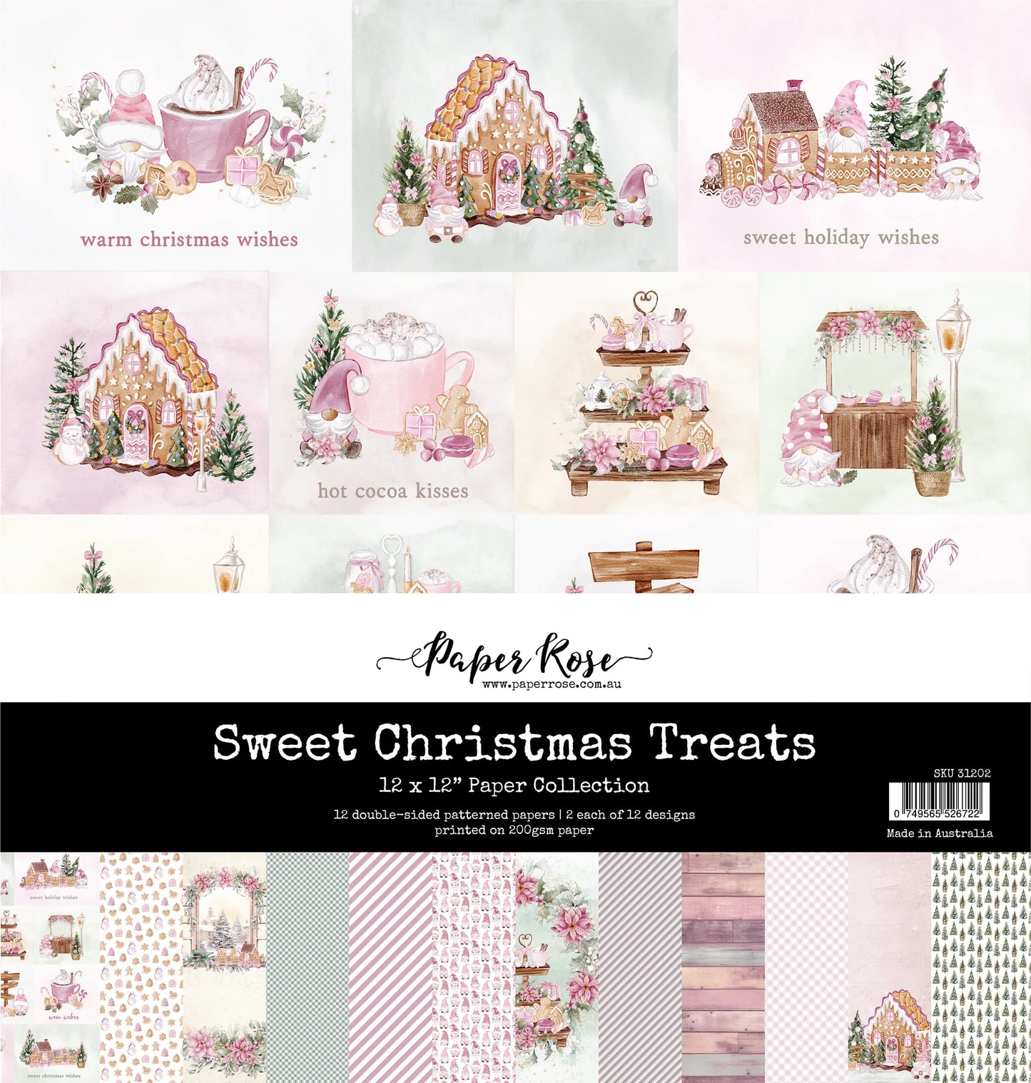 Paper Rose Studio 12x12 Double Sided Paper - Sweet Christmas Treats