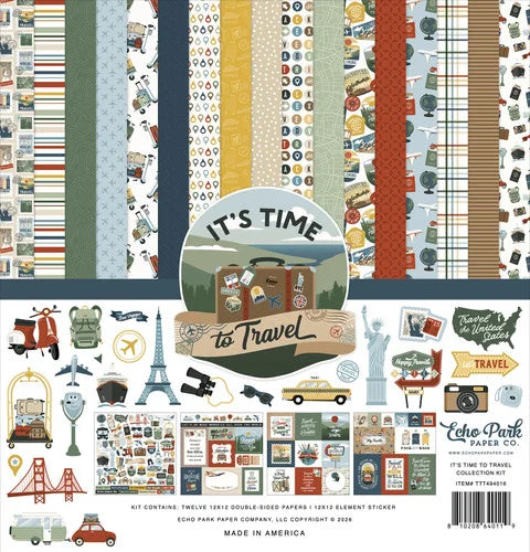 Echo Park 12x12 Double Sided Paper Pack - It's Time to Travel