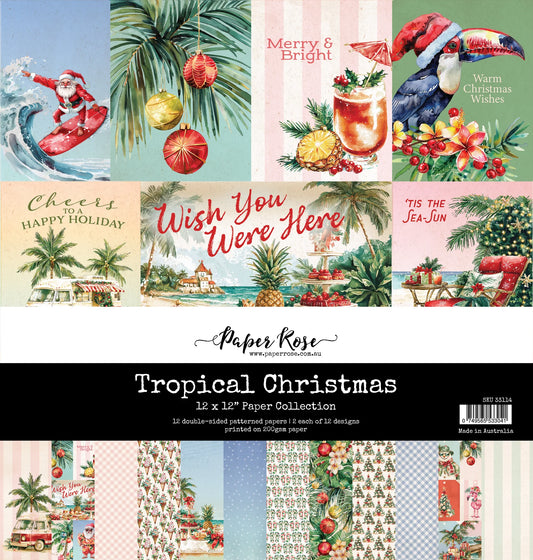 Paper Rose Studio 12x12 Double Sided Paper Pack - Tropical Christmas