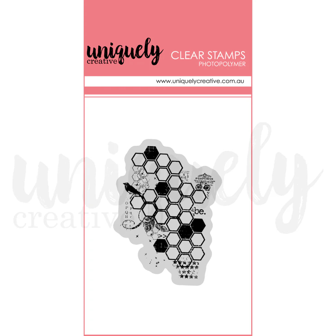 Uniquely Creative Clear Photopolymer Stamp- Botanical Honeycomb