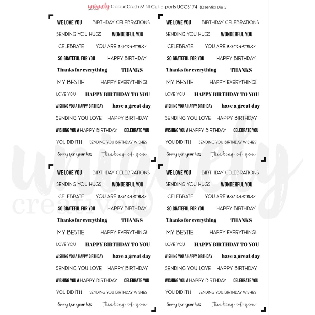 Uniquely Creative Mini Cut-a-Part Sheet- Colour Crush