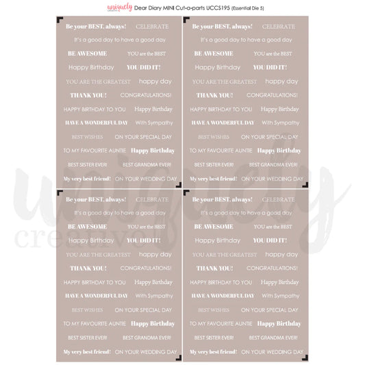 Uniquely Creative Mini Cut-a-Part Sheet - Dear Diary