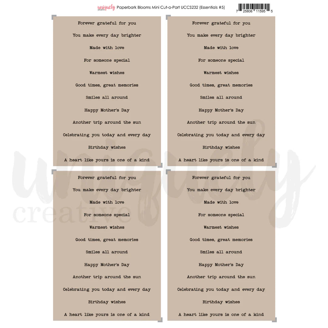 Uniquely Creative Mini Cut-a-Part Sheet - Paperbark Blooms