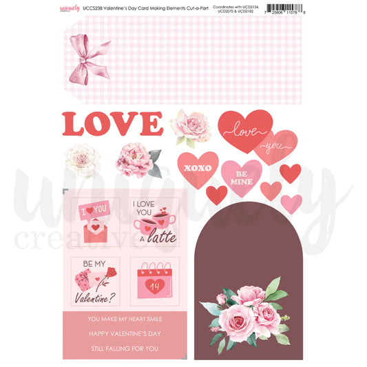 Uniquely Creative A4 Cut-a-Part Sheet - Valentine's Day Card Making Elements