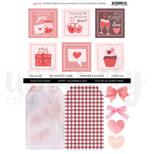 Uniquely Creative A4 Cut-a-Part Sheet - Valentine's Day Love Notes