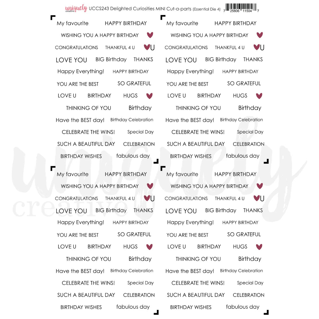 Uniquely Creative Mini Cut-a-Part Sheet- Delighted Curiosities