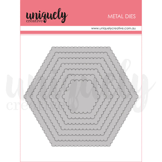 Uniquely Creative Metal Dies- Scalloped Nesting Hexagons