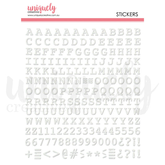 Uniquely Creative Stickers - Puffy Alpha Stickers Uppercase White