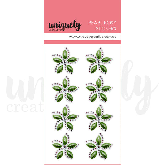 Uniquely Creative Embellishments- Pearl Posy Stickers- Christmas Green