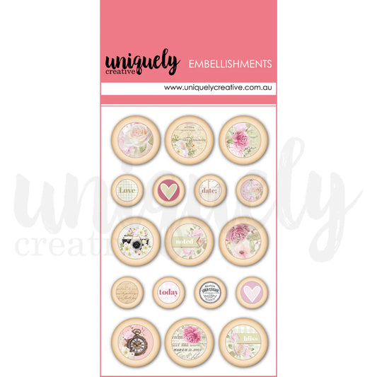 Uniquely Creative Embellishments- Dear Diary Wooden Buttons