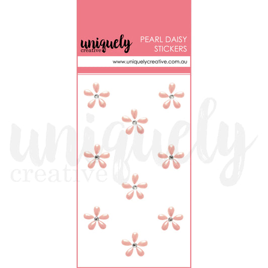Uniquely Creative Embellishments- Pearl Daisy Stickers- Pink
