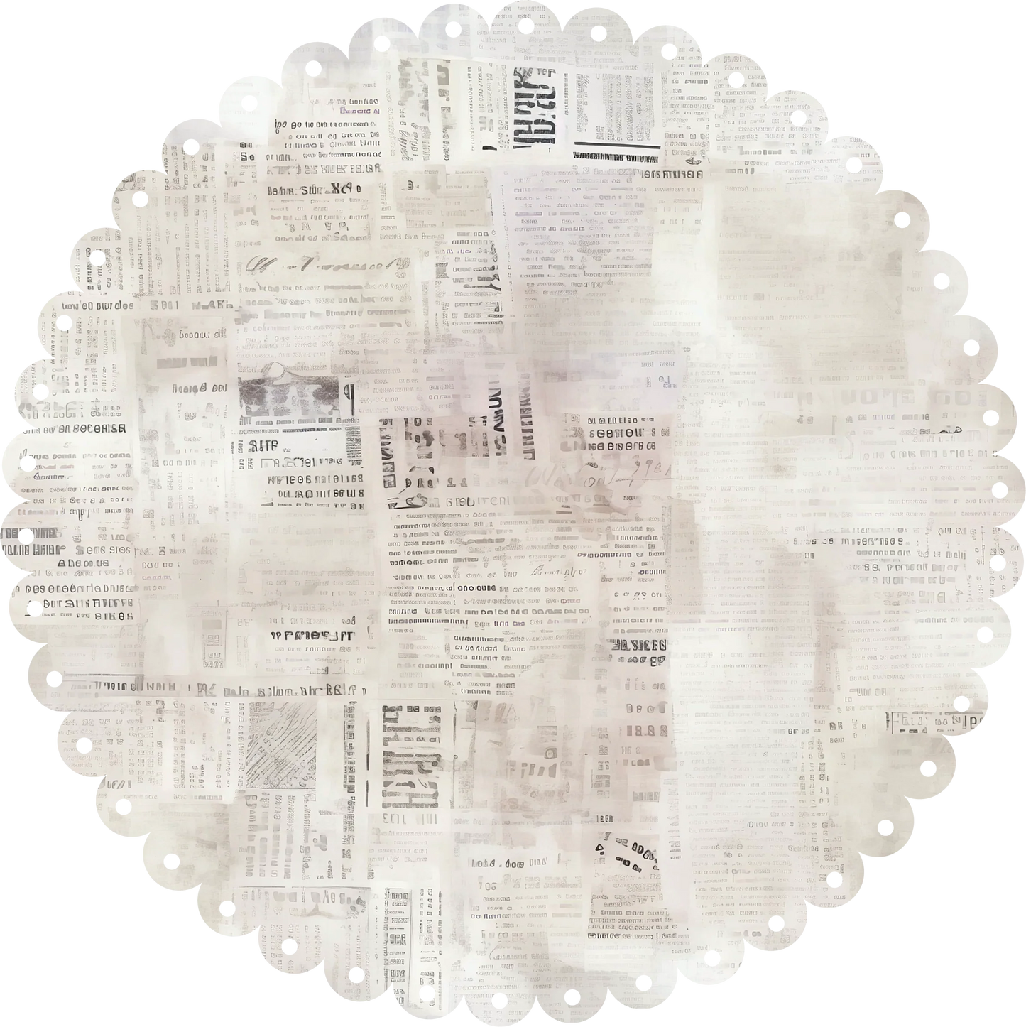 Uniquely Creative 12x12 Newsprint Scalloped Decorative Base Layer