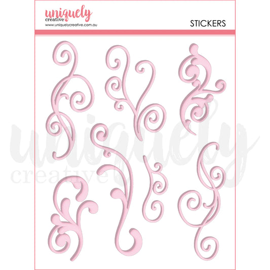 Uniquely Creative Stickers- Pink Flourish Puffy Stickers