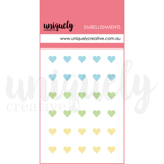 Uniquely Creative Embellishments- Dew Drop Heart Stickers- Luminous