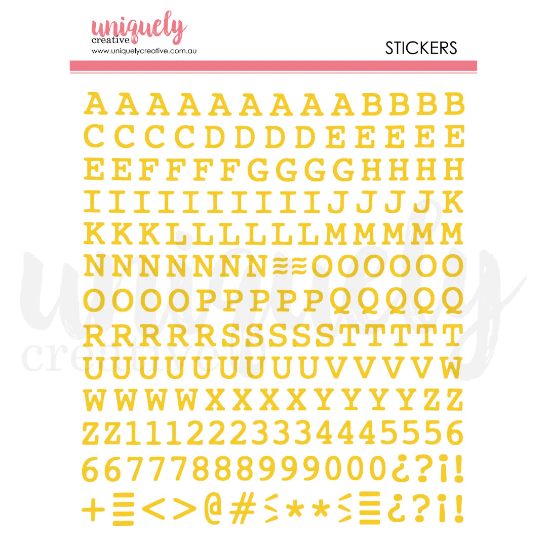 Uniquely Creative Stickers- Puffy Alpha Uppercase Gold
