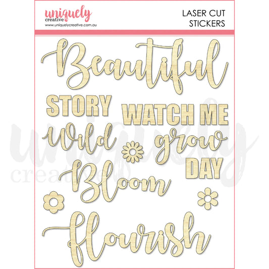 Uniquely Creative Laser Cut Stickers- Botanical Script