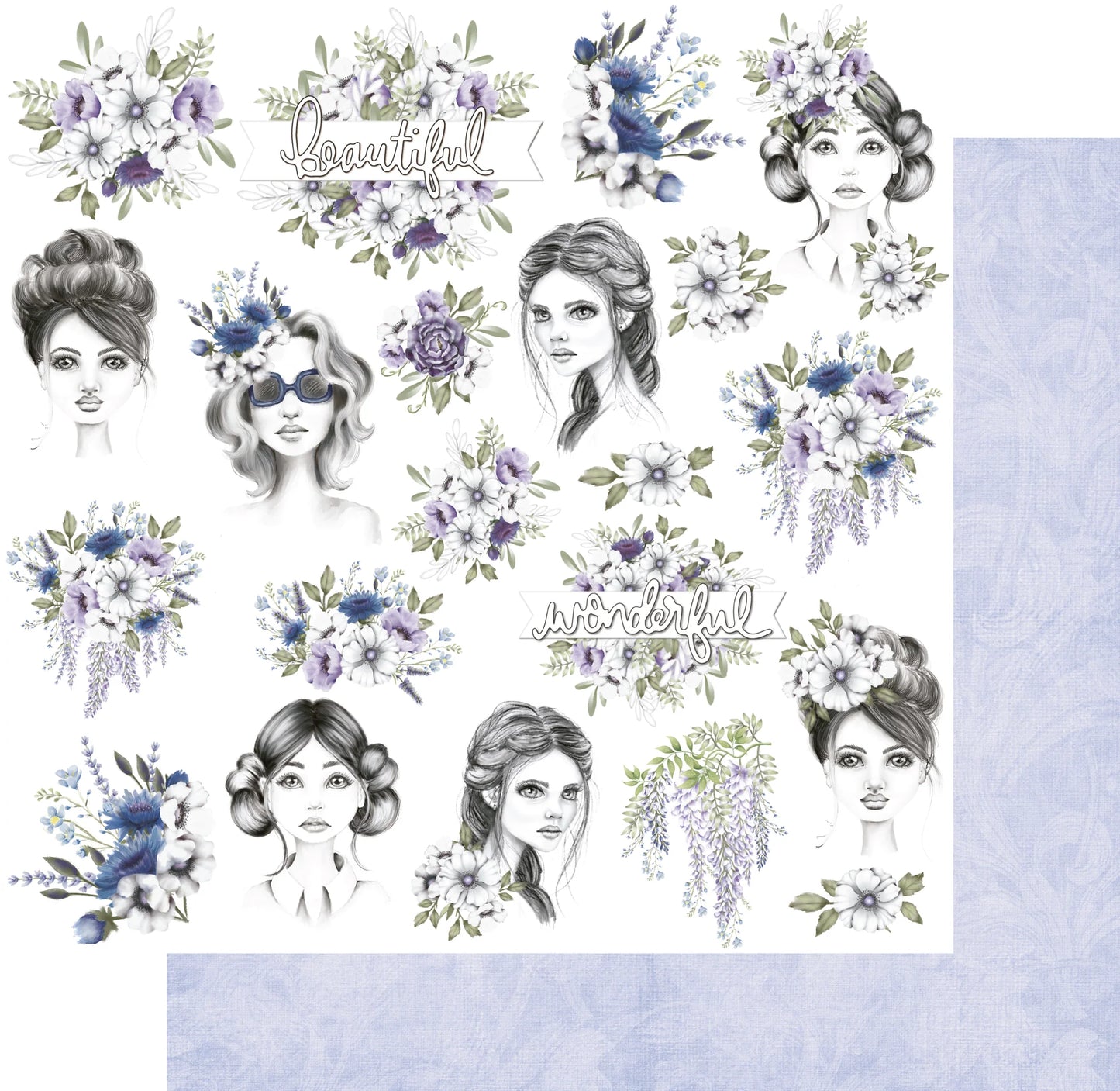 Uniquely Creative 12x12 Double Sided Paper - Wisteria Lane- Beautiful-Fussy Cuts