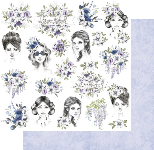 Uniquely Creative 12x12 Double Sided Paper - Wisteria Lane- Beautiful-Fussy Cuts