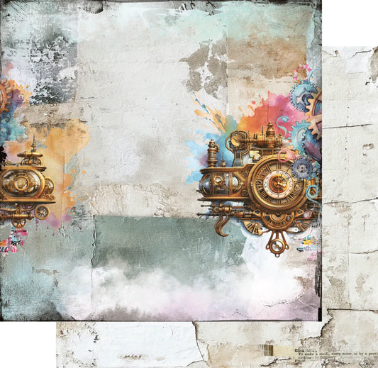 Uniquely Creative 12x12 Double Sided Paper - Steampunk Graffiti- Tinker