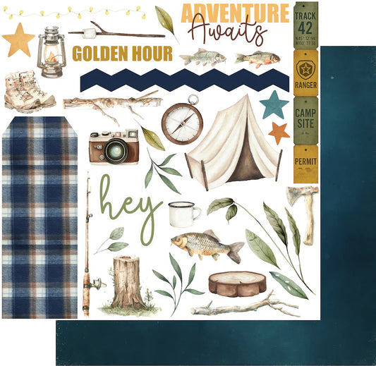 Uniquely Creative 12x12 Double Sided Paper - Field Notes- Coordinates