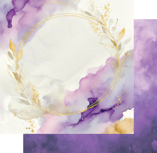 Uniquely Creative 12x12 Double Sided Paper- Ultraviolet Delight- Gold & Amethyst