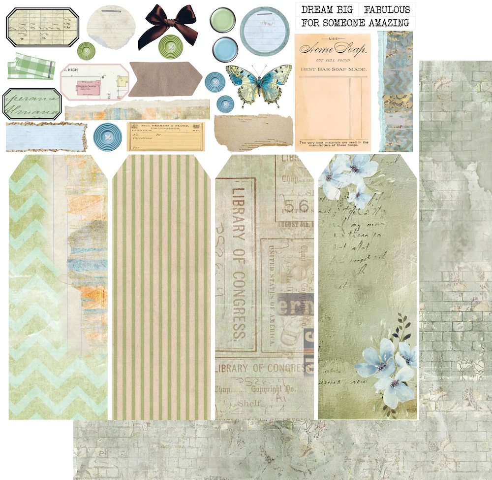 Uniquely Creative 12x12 Double Sided Paper- Delighted Curiosities- Forgotten Treasures