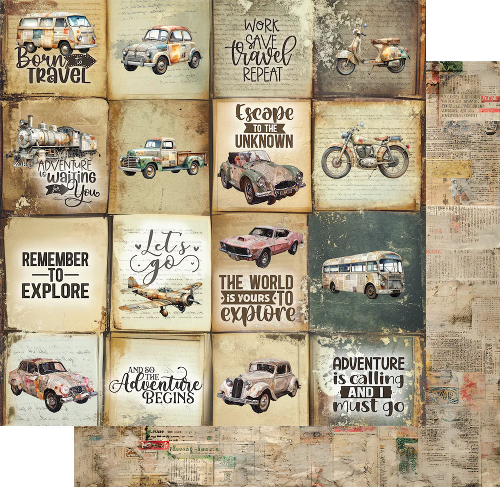 Uniquely Creative 12x12 Double Sided Paper- Wings & Wheels- Ticket to Ride