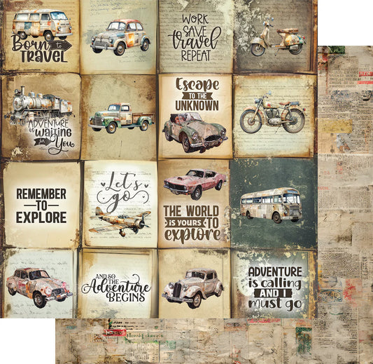 Uniquely Creative 12x12 Double Sided Paper- Wings & Wheels- Ticket to Ride