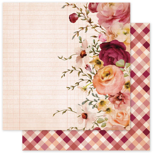 Paper Rose Studio 12x12 Double Sided Paper - Vintage Rose Basics - Sheet B