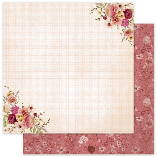 Paper Rose Studio 12x12 Double Sided Paper - Vintage Rose Basics- Sheet E