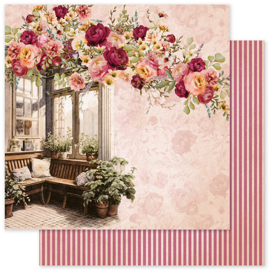Paper Rose Studio 12x12 Double Sided Paper -Vintage Rose - Sheet E