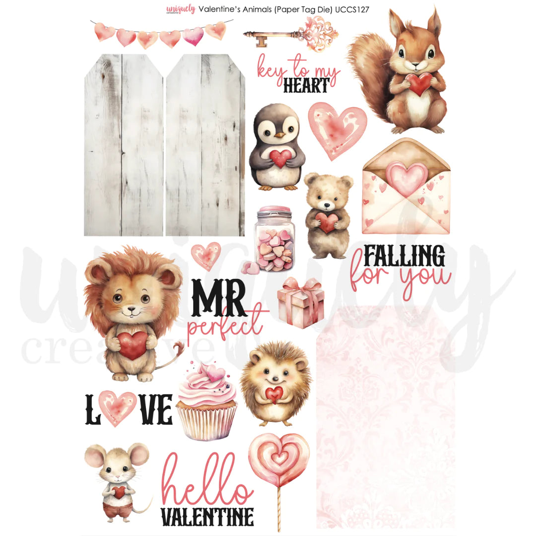 Uniquely Creative Cut-a-Part Sheet - Valentine's Animals (Paper Tag Die)