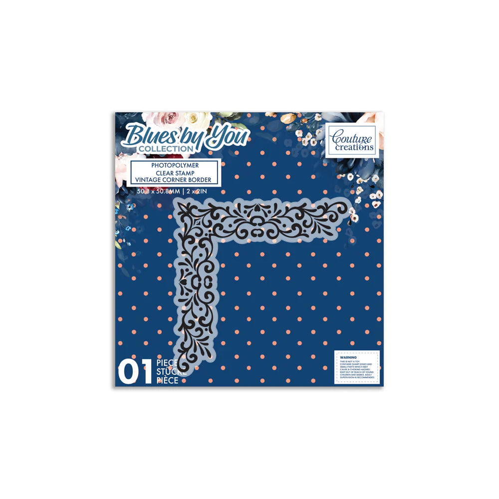 Couture Creations Photopolymer Clear Stamp- Blues by You - Vintage Corner Border