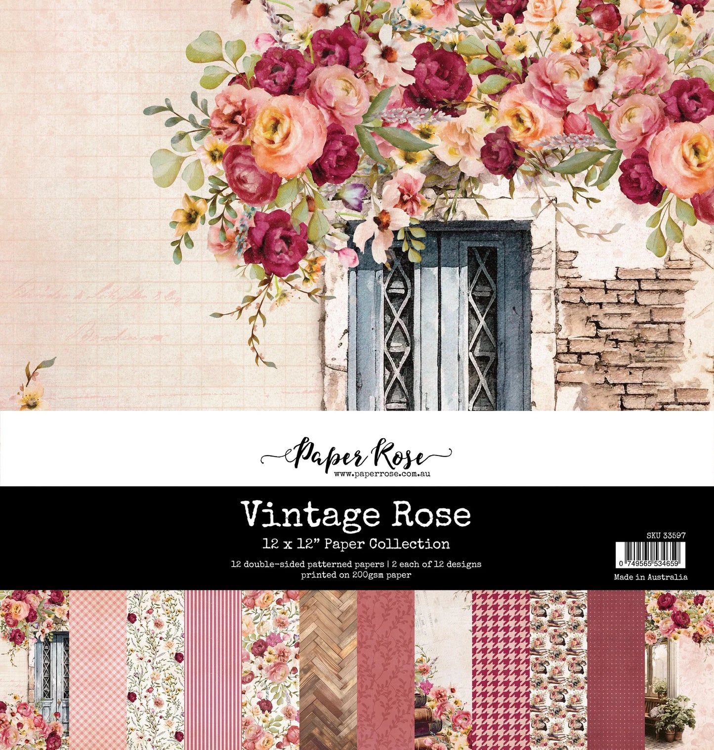 Paper Rose Studio 12x12 Double Sided Paper Pack- Vintage Rose