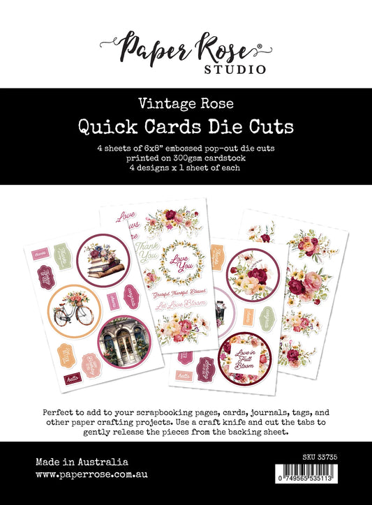 Paper Rose Studio 6x8" Quick Cards Die Cuts- Vintage Rose
