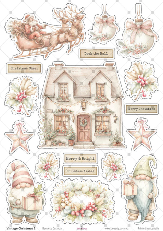 Bee Arty A4 Cut Apart Sheet - Vintage Christmas 2