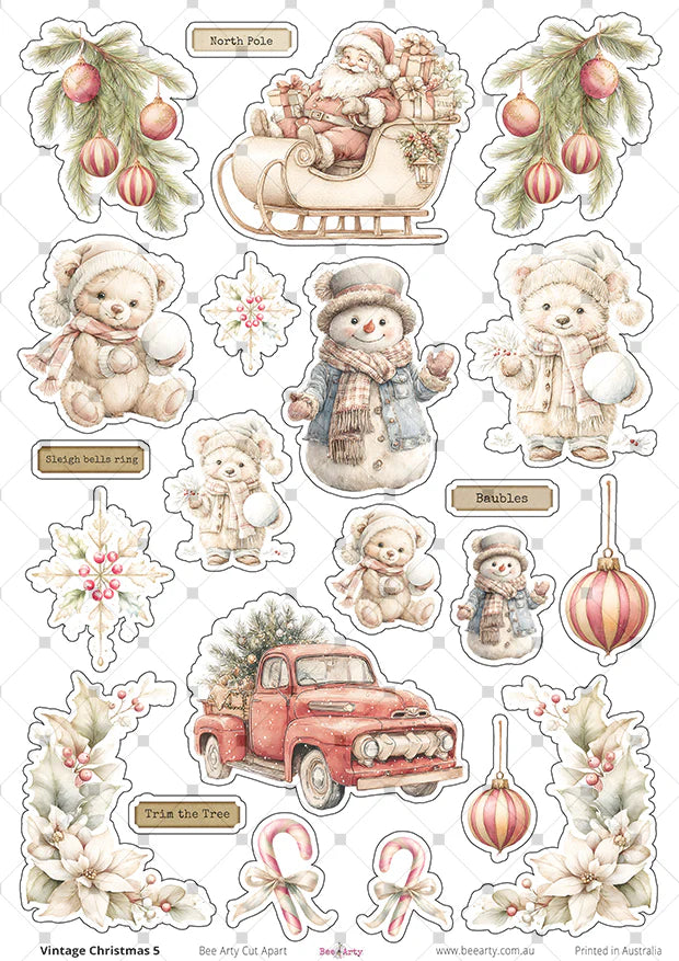 Bee Arty A4 Cut-Apart Sheet- Vintage Christmas 5