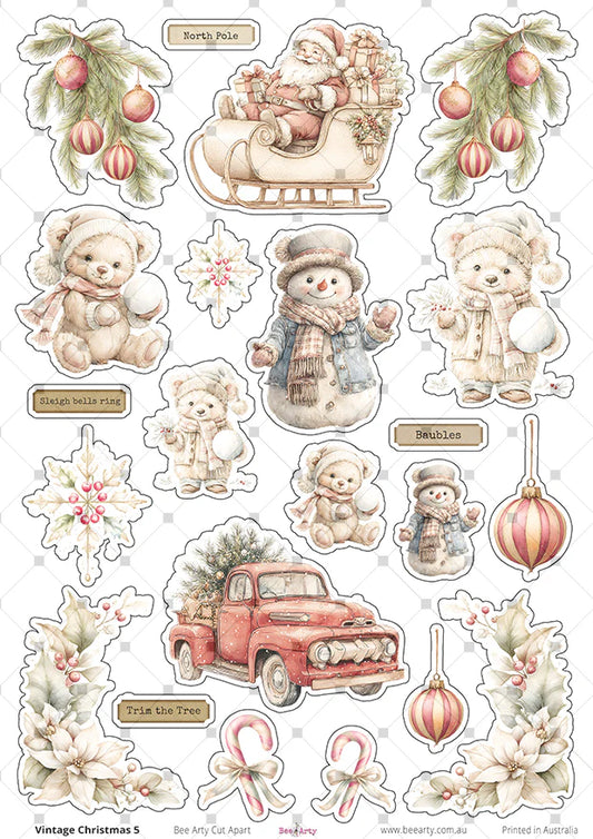 Bee Arty A4 Cut-Apart Sheet- Vintage Christmas 5