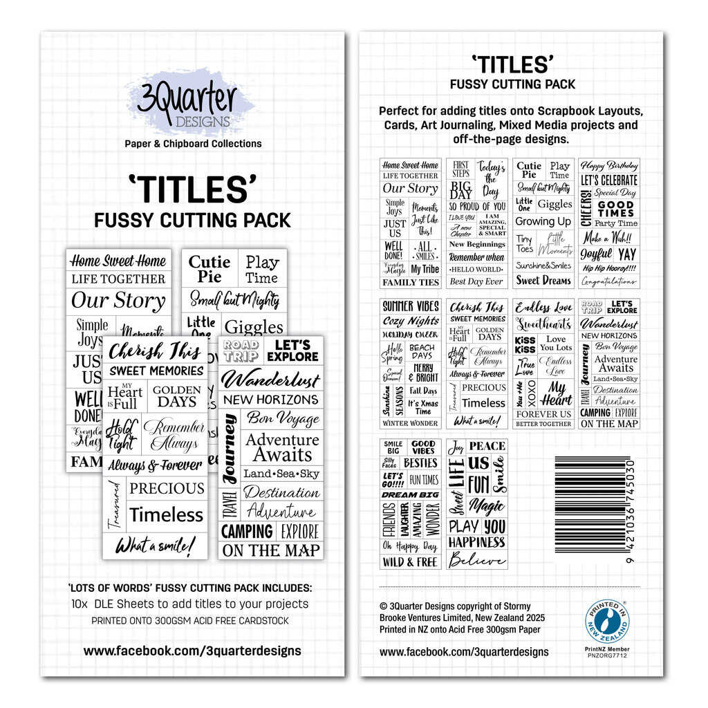 3Quarter Designs- Titles - Fussy Cutting Pack