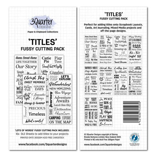 3Quarter Designs- Titles - Fussy Cutting Pack