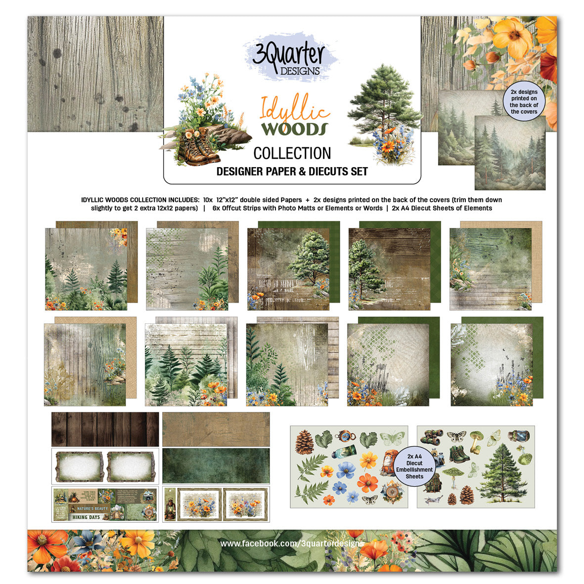 3Quarter Designs Paper & Chipboard Collections - Idyllic Woods