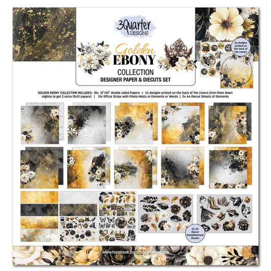 3Quarter Designs Paper & Chipboard Set - Golden Ebony