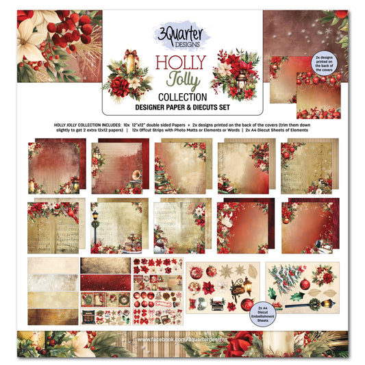 3Quarter Designs Designer Paper & Diecuts- Holly Jolly
