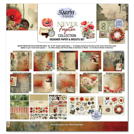 3Quarter Designer Paper & Diecuts Sets- Never Forgotten