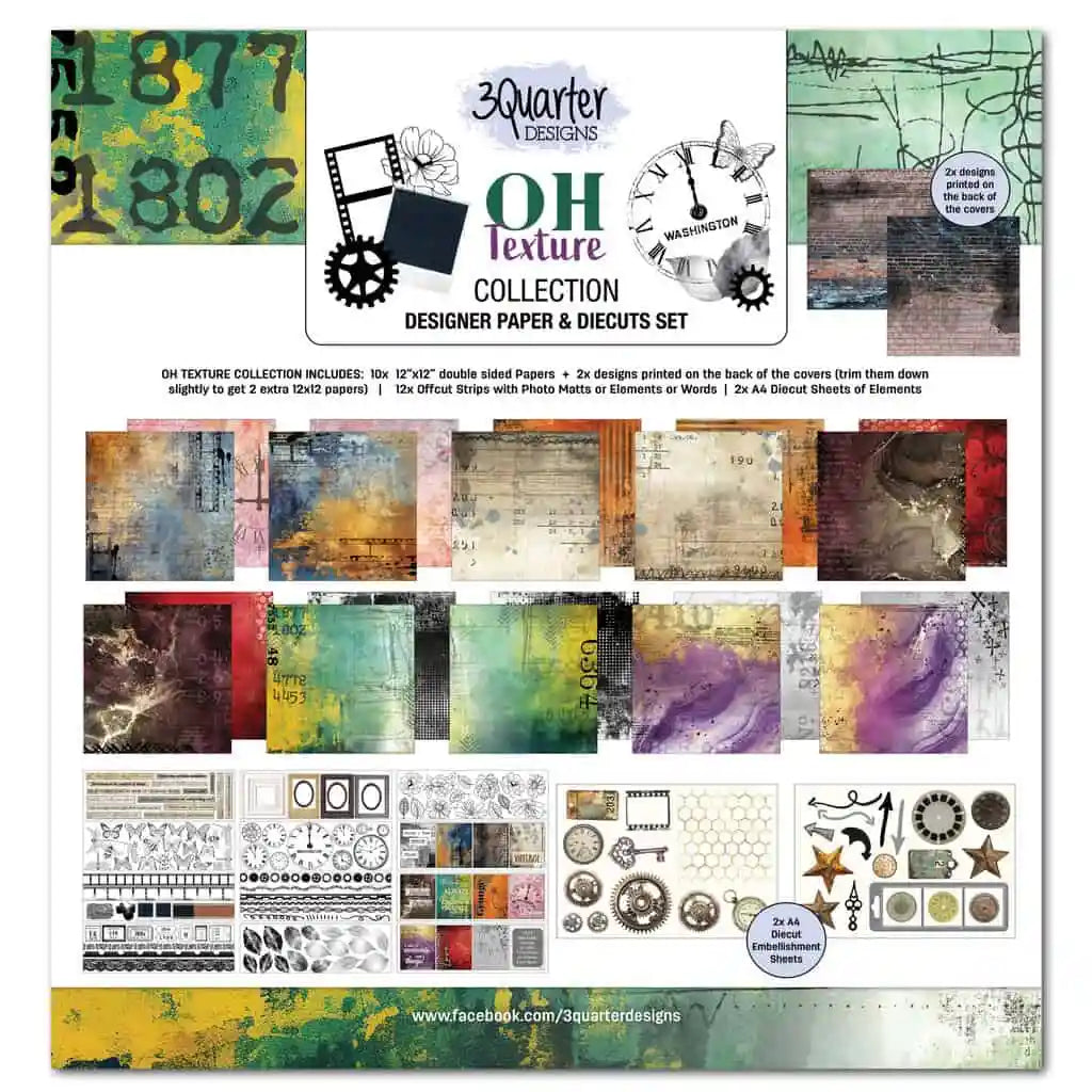 3Quarter Designs Designer Paper & Diecuts Set- Oh Texture