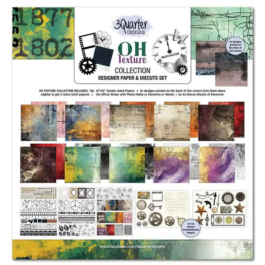 3Quarter Designs Designer Paper & Diecuts Set- Oh Texture